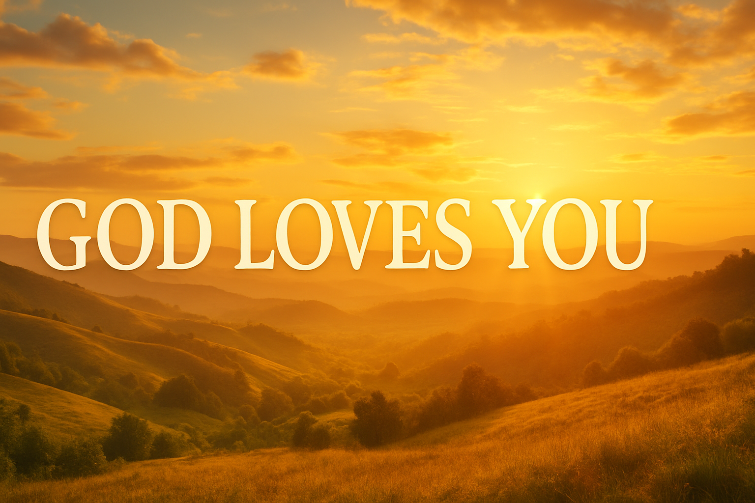 something with nice ponorama and with text GOD LOVES YOU. But be sure it will be visible on baner